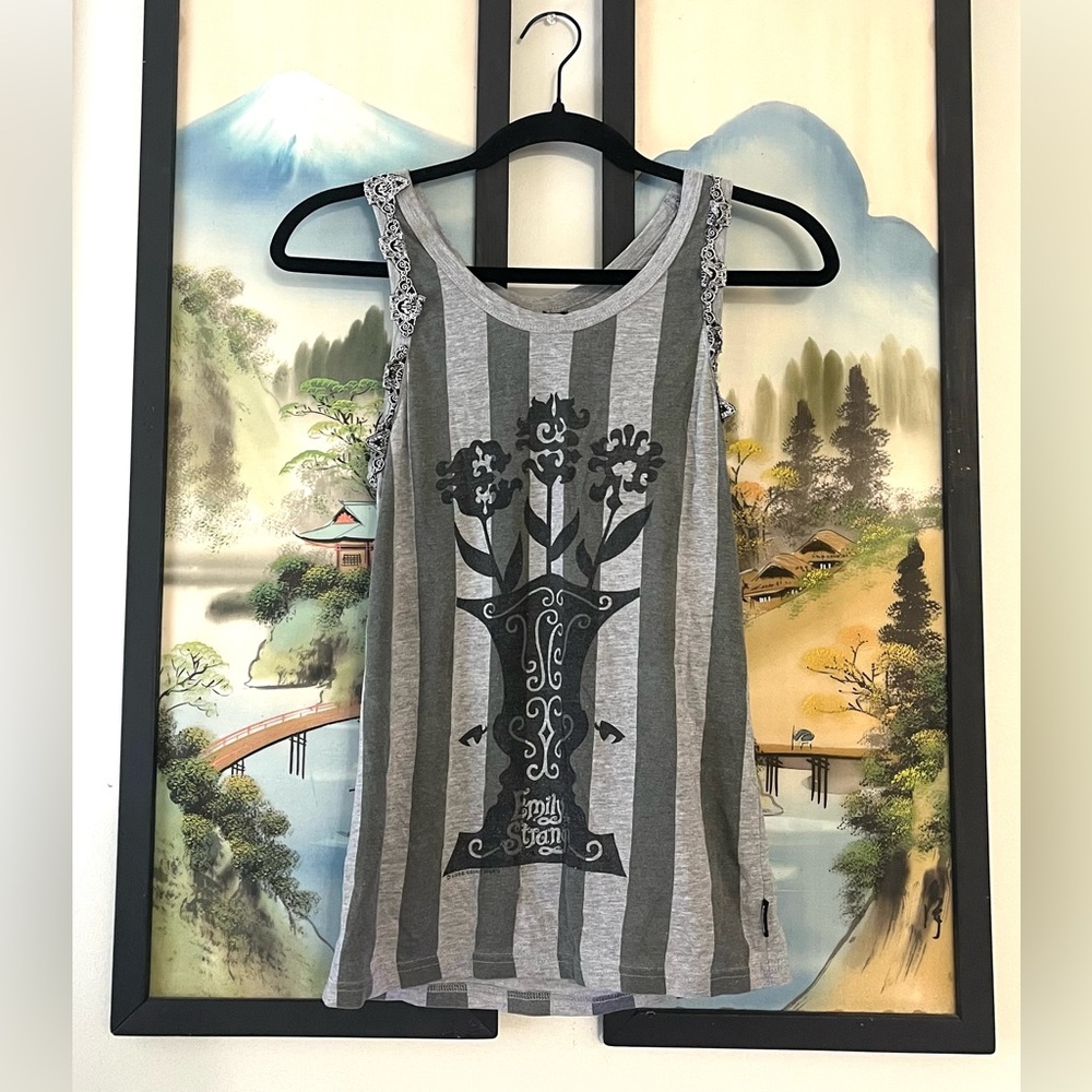 Gray & Black Emily the Strange Stripe Tank Top